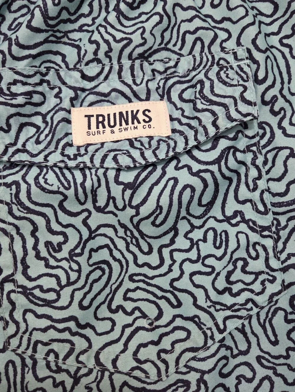 Trunk Surf & Swim Men Blue Abstract Print Swimming Trunks Shorts Size Medium
